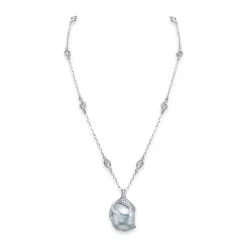 Baroque White South Sea Pearl Pendant in 18K White Gold