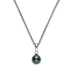 Black South Sea Cultured Pearl and Diamond Pendant