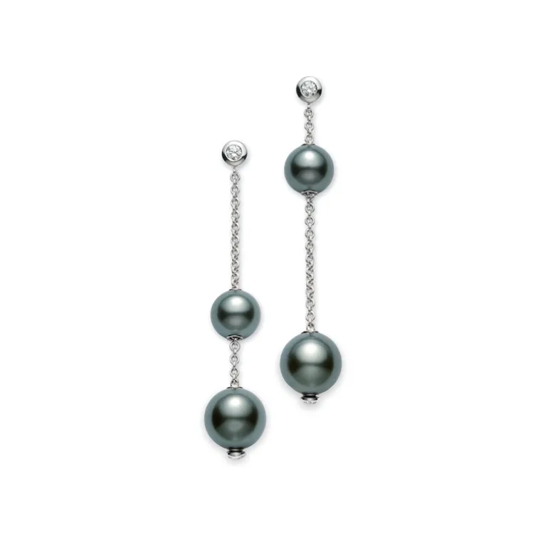 Black South Sea Pearls in Motion Earrings - Mikimoto