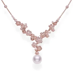 Cherry Blossom White South Sea and Diamond Necklace