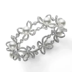 Classic Akoya Cultured Pearl Double Bracelet with Diamond Clasp