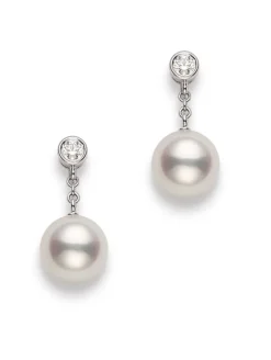 Classic Drop Earrings, Akoya Pearl Earrings - Mikimoto