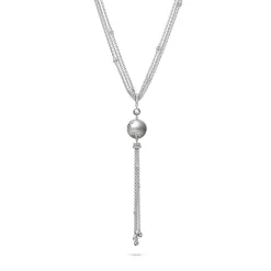 Classic White South Sea Cultured Pearl and Diamond Pendant in 18K White Gold