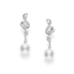 Classic White South Sea Cultured Pearl and Diamond Earrings