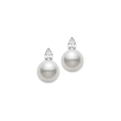 Classic White South Sea Pearl Earrings in Platinum