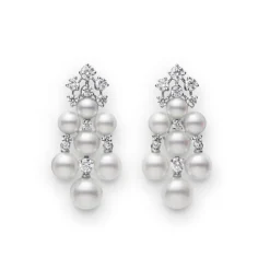Cluster Akoya Cultured Pearl and Diamond Earrings