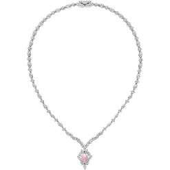 Conch and Akoya Cultured Pearl Necklace with Diamonds in 18K White Gold