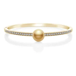 Golden South Sea Cultured Pearl and Diamond Bracelet in 18K Yellow Gold