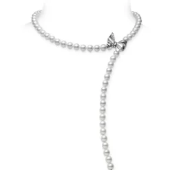 Jeux de Rubans Akoya Cultured Pearl and Diamond Convertible Bracelet and Necklace in 18K White Gold