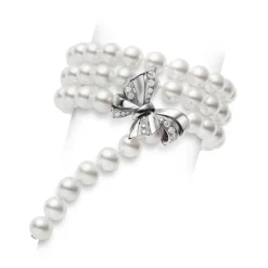 Jeux de Rubans Akoya Cultured Pearl and Diamond Convertible Bracelet and Necklace in 18K White Gold