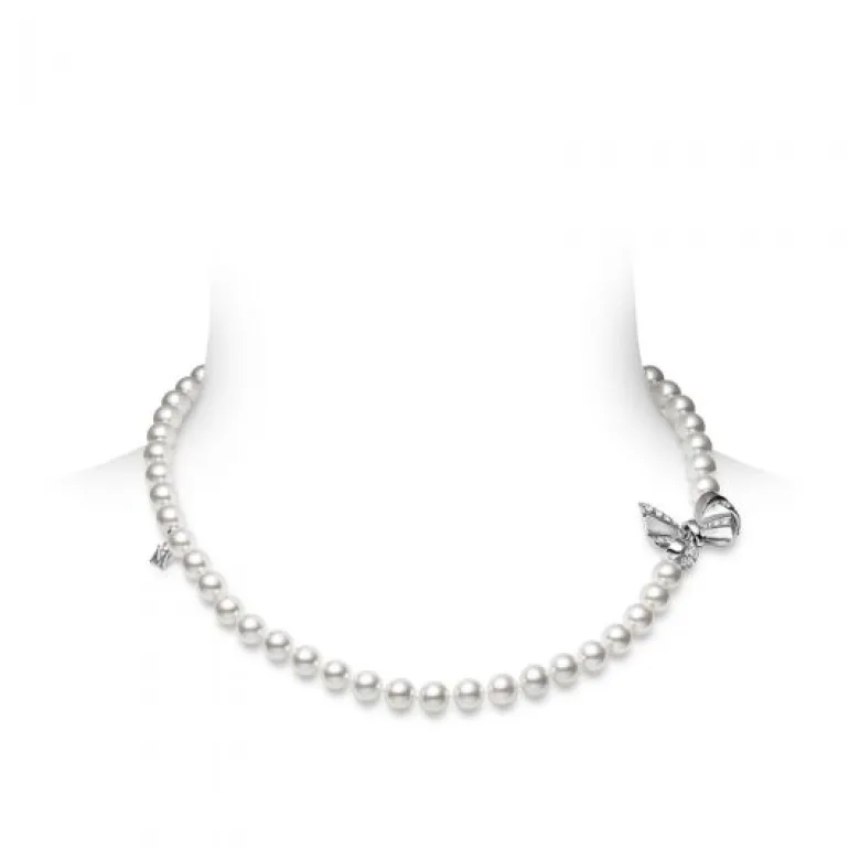 Jeux de Rubans Akoya Cultured Pearl and Diamond Convertible Bracelet and Necklace