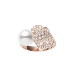 Les Pétales Place Vendôme Akoya Cultured Pearl Ring in 18K Pink Gold