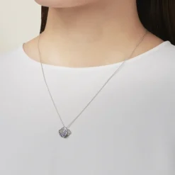 Les Pétales Place Vendôme Sapphire and Diamond Pendant in 18K White Gold