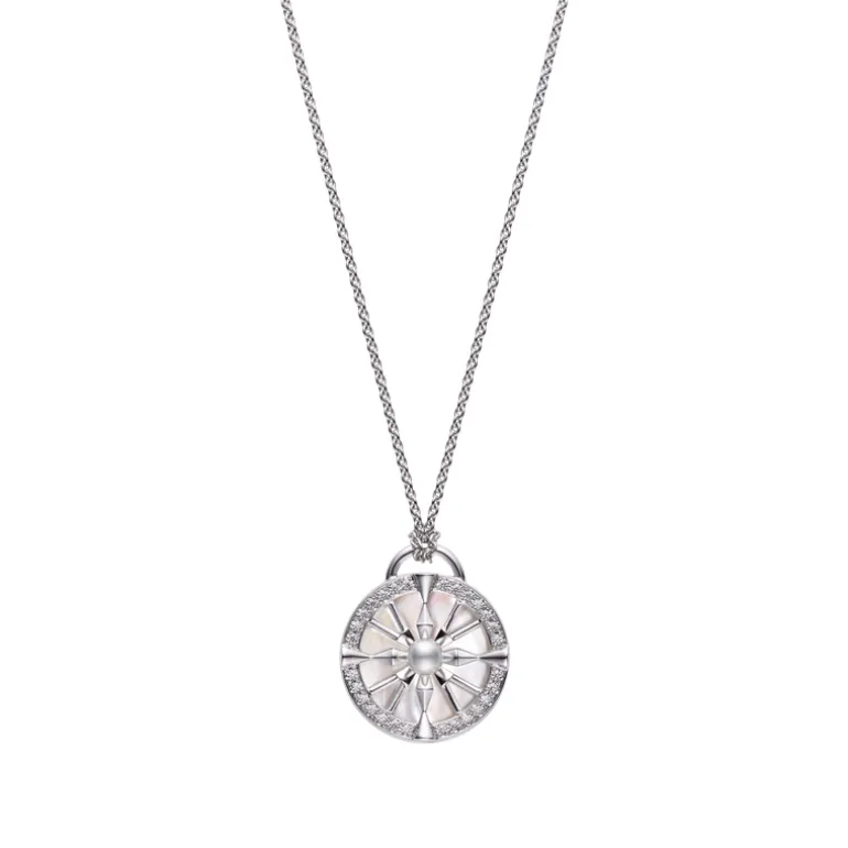 LUCKY ARROWS Akoya Cultured Pearl Pendant in 18K White Gold