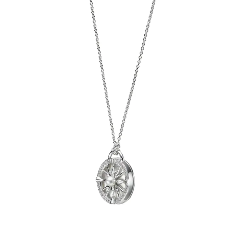 LUCKY ARROWS Akoya Cultured Pearl Pendant in 18K White Gold