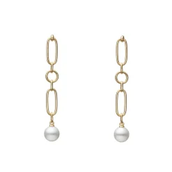 M Code Akoya Cultured Pearl Earrings in 18K White Gold