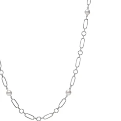 M Code Akoya Cultured Pearl Necklace in 18K White Gold - 32"