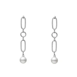 M Code Akoya Cultured Pearl Earrings in 18K White Gold