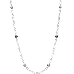 M Code Black South Sea Cultured Pearl Necklace in 18K White Gold