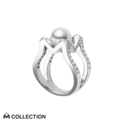 M Collection Akoya Cultured Pearl Ring in 18K White Gold