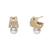 M Signature Akoya Cultured Pearl and Diamond Earrings in 18K Yellow Gold