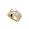 M Signature Akoya Cultured Pearl and Diamond Ring in 18K Yellow Gold