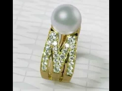 M Signature Akoya Cultured Pearl and Diamond Earrings in 18K Yellow Gold