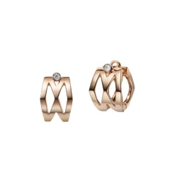 M Signature Diamond Earrings in 18K Pink Gold