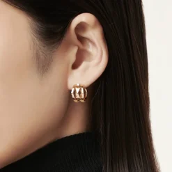 M Signature Diamond Earrings in 18K Pink Gold