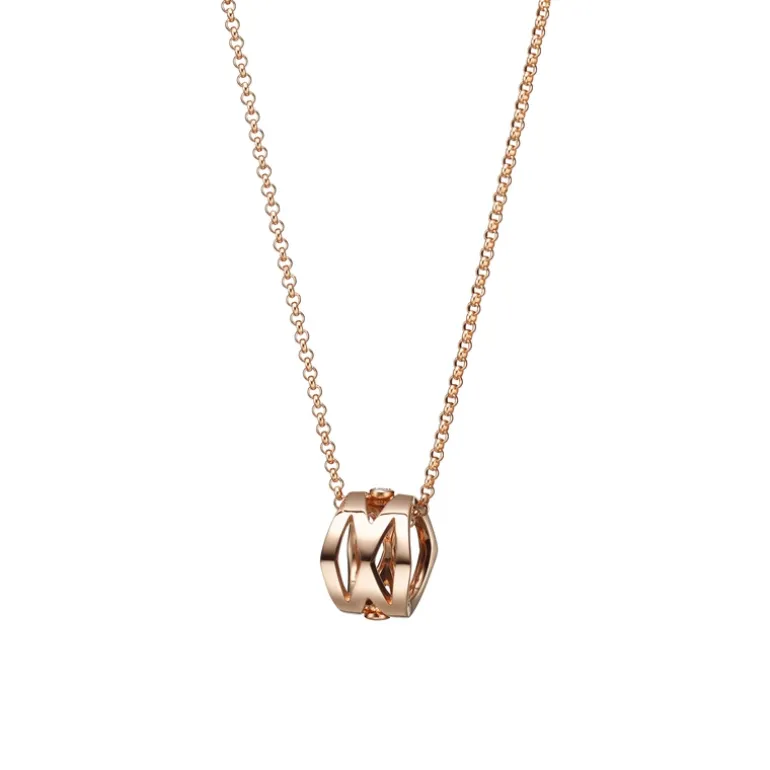 M Signature Diamond Pendant in 18K Pink Gold