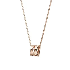 M Signature Diamond Pendant in 18K Pink Gold