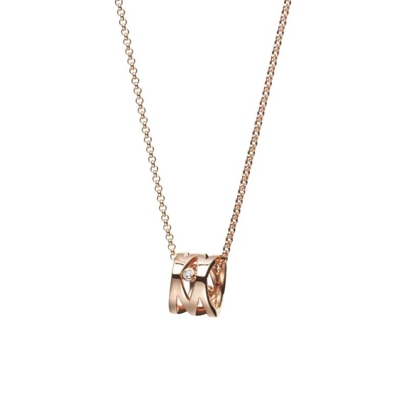 M Signature Diamond Pendant in 18K Pink Gold