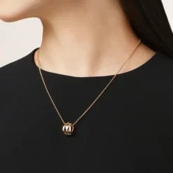 M Signature Diamond Pendant in 18K Pink Gold