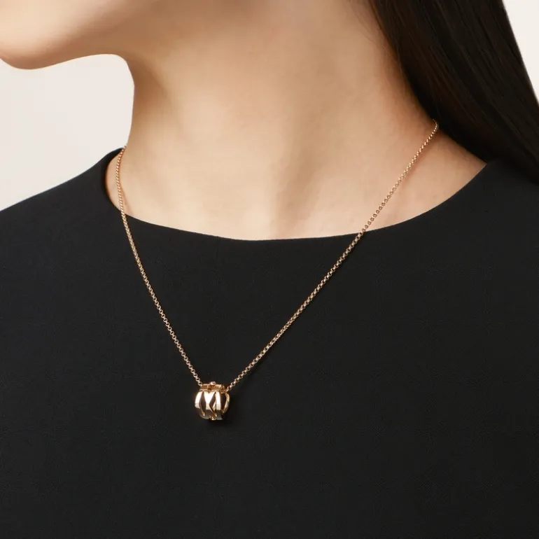 M Signature Diamond Pendant in 18K Pink Gold