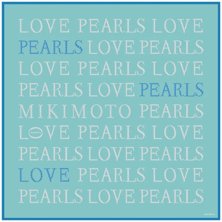 Mikimoto Signature Silk Scarf in Lagoon Blue