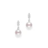 Morning Dew Akoya Cultured Pearl Earrings with Diamonds - 18K White Gold