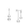 Morning Dew Akoya Cultured Pearl Earrings with Diamonds – 18K White Gold