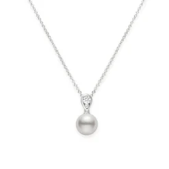 Morning Dew Akoya Cultured Pearl Pendant in18K White Gold