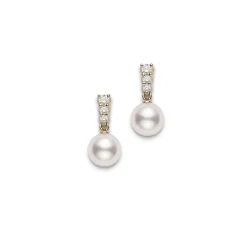 Morning Dew Akoya Cultured Pearl Earrings – 18K Yellow Gold