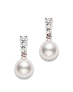 Morning Dew Akoya Cultured Pearl Earrings – 18K Rose Gold
