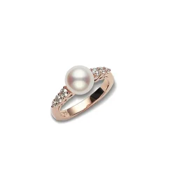 Morning Dew Akoya Cultured Pearl Ring– 18K Pink Gold