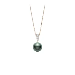 Morning Dew Black South Sea Pearl Pendant in 18K Pink Gold