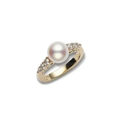 Morning Dew Ring - Akoya and Diamonds