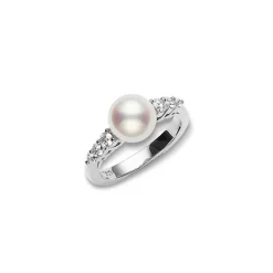 Morning Dew Ring - Akoya and Diamonds