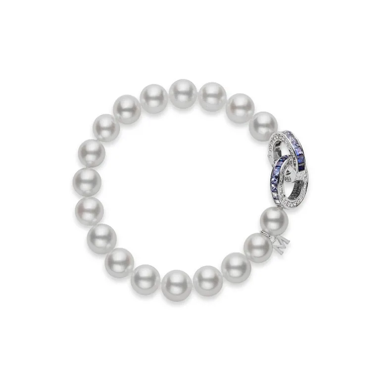 Ocean Collection Sapphire and Diamond Circle Bracelet in 18K White Gold