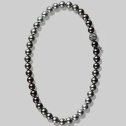 Passionoir Black South Sea Cultured Pearl Necklace with Diamond Clasp MZP10232BDXW | MIKIMOTO