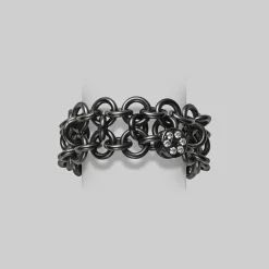 Passionoir Diamond and Black Rhodium Plated Chain Ring MRQ10092XDXWR | MIKIMOTO