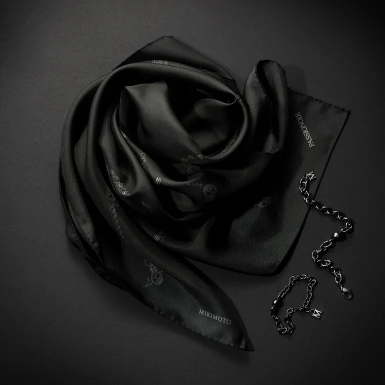 Passionoir Silk Printed Scarf MYT10032SCARFPN | MIKIMOTO