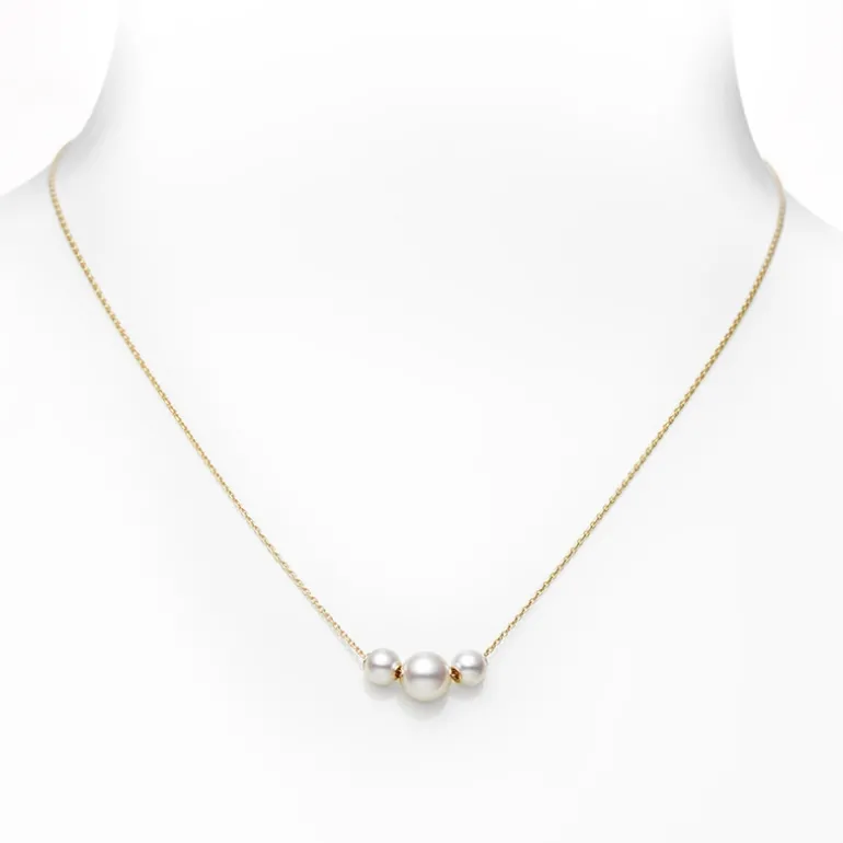 Pearls in Motion Akoya Cultured Pearl Necklace in 18K Yellow Gold