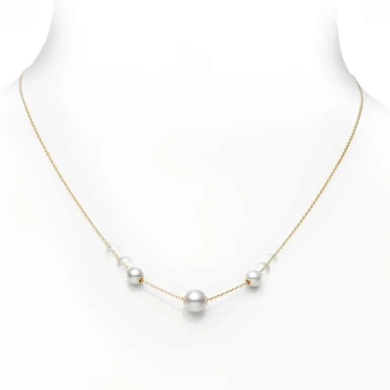 Pearls in Motion Akoya Cultured Pearl Necklace in 18K Yellow Gold